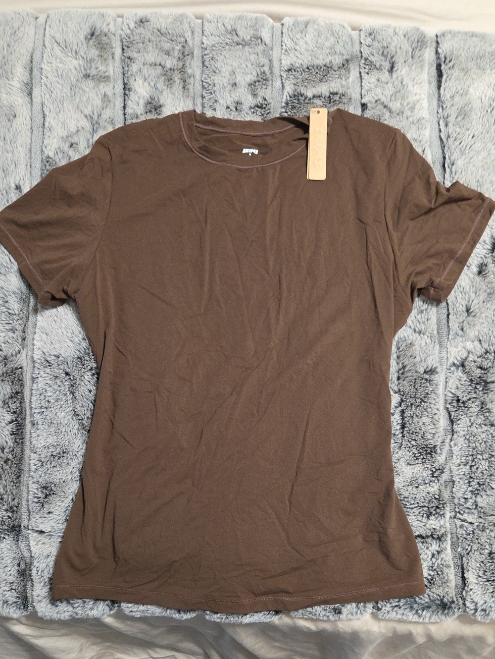 SKIMS Brown Short Sleeve Crewneck Tee In Cocoa